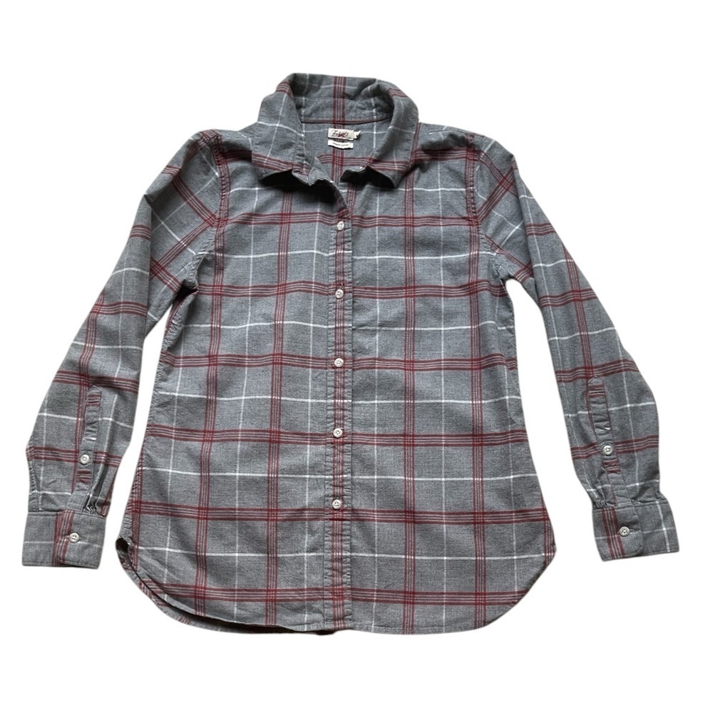 Faherty Women’s Classic Flannel Button Up Shirt in Grey / Red Size Small